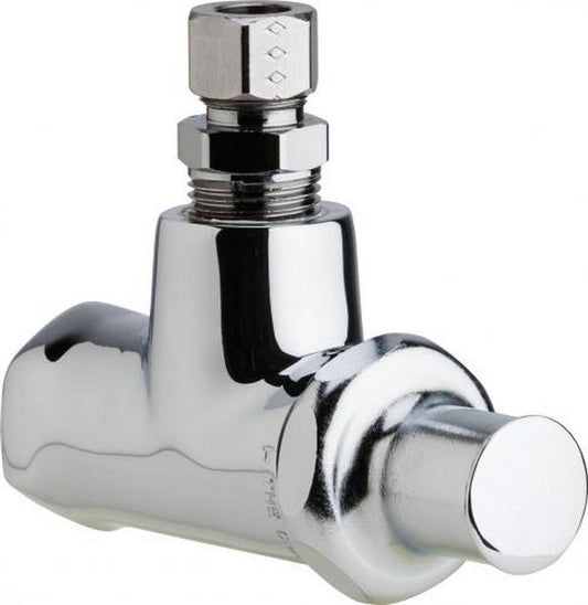 1/2 x 3/8 in. FNPT x OD Compression Tee Handle Angle Supply Stop Valve in Polished Chrome