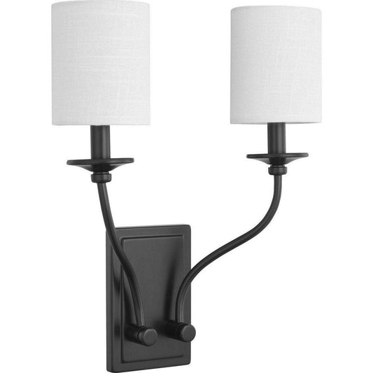 Progress Lighting Bonita 40W 2-Light Candelabra Incandescent Wall Sconce in Matte Black