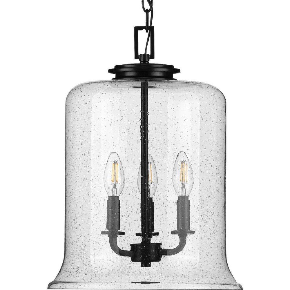 Progress Lighting Winslett 60W 3-Light Candelabra E-12 Pendant Light in Matte Black