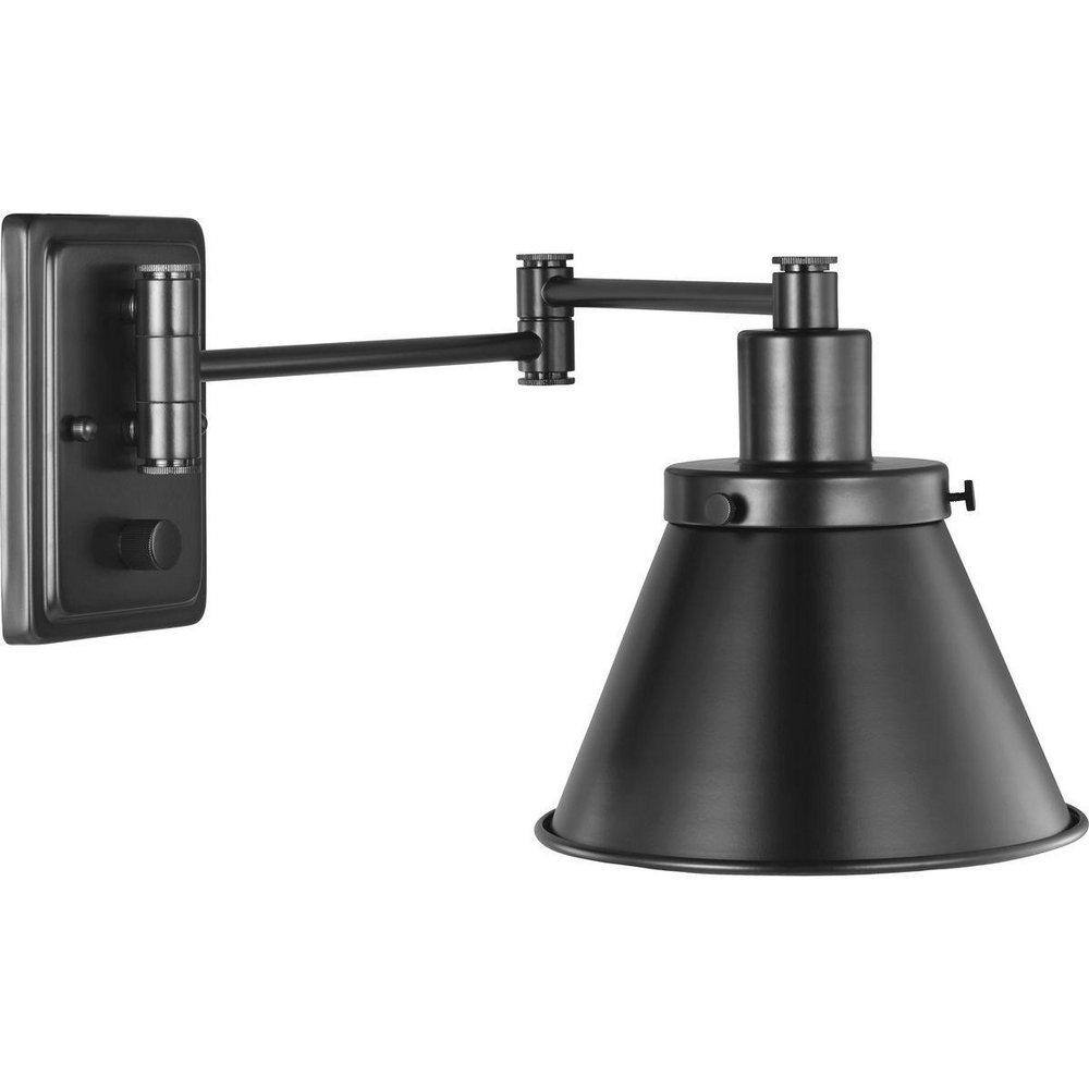 Progress Lighting Hinton 60W 1-Light Medium Incandescent Wall Sconce in Matte Black