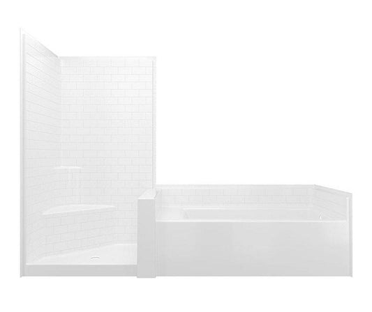Aquatic Darsey 114 x 43-1/4 in. Left Hand Tub & Shower Suite Unit in White
