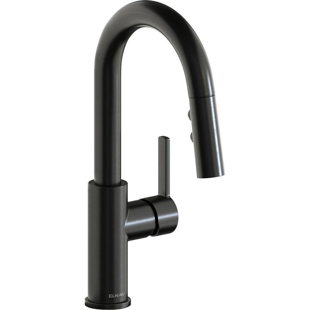 Elkay Avado Single Handle Pull Down Bar Faucet in Black Stainless