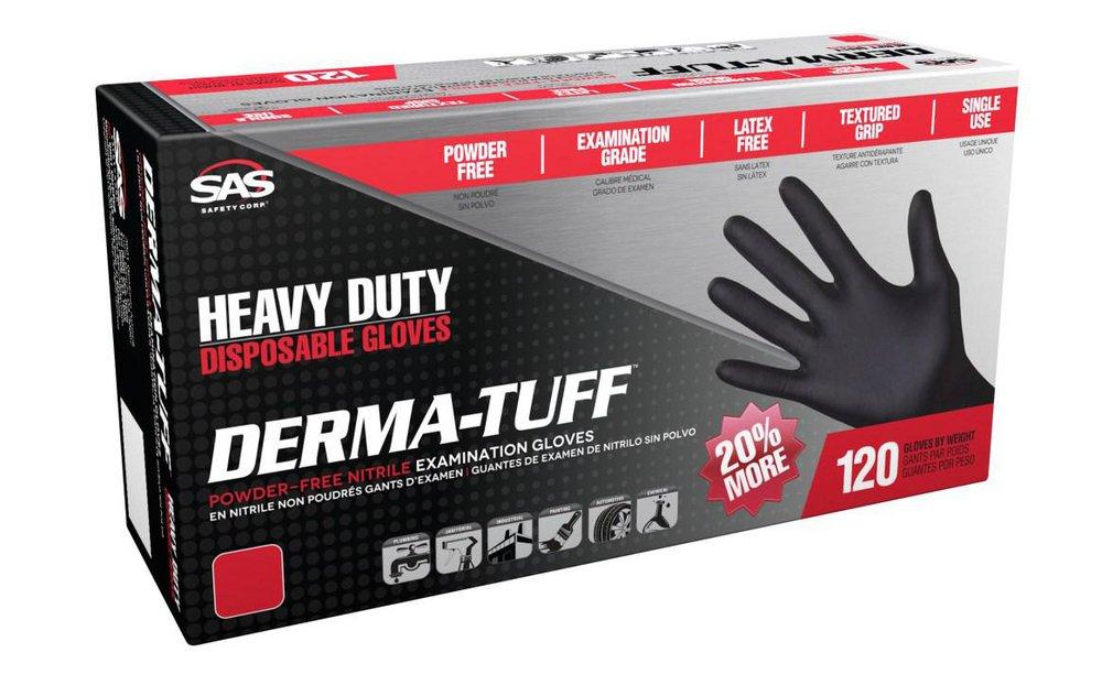 SAS Safety Derma-Tuff® 6 mil Size M Powder Free Rubber Disposable Glove in Black (Pack of 120)