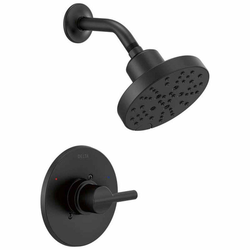 Delta Faucet Euro Single Handle Multi Function Shower Faucet in Matte Black (Trim Only)