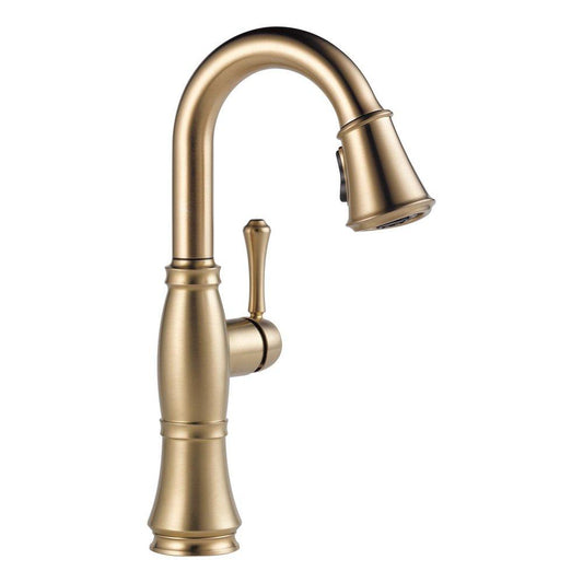 Delta Faucet Cassidy™ Single Handle Pull Down Bar Faucet in Lumicoat® Champagne Bronze