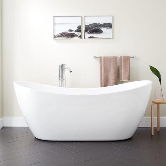 Signature Hardware Sheba 72 x 28-1/4 in. Freestanding Bathtub Center Drain in White with Whites Trim