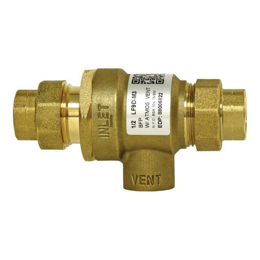 Watts Series LF9D 1/2 in. Forged Brass Union Dual Check Valve with Intermediate Atmospheric Vent