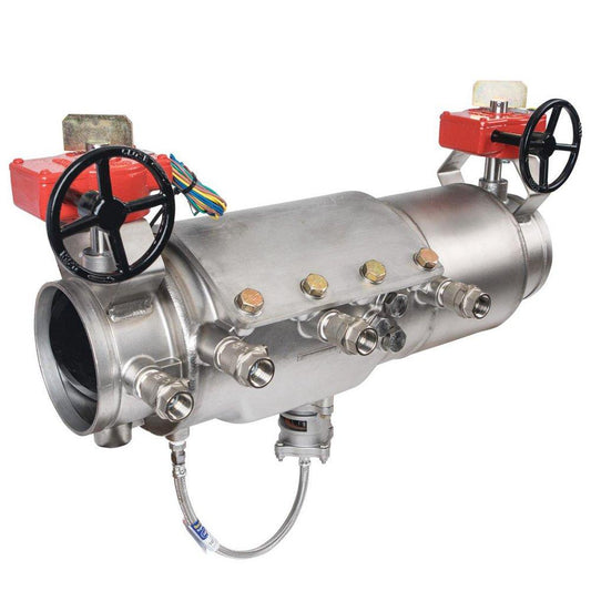 Ames Fire & Waterworks Deringer 40X/40GX 6 in 304 Stainless Steel Flanged Reduced Pressure Zone Assembly with Shutoff Valves and Test Cocks