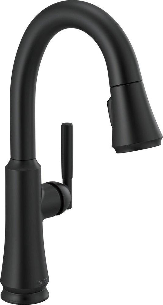 Delta Faucet Coranto™ Single Handle Pull Down Bar Faucet in Matte Black