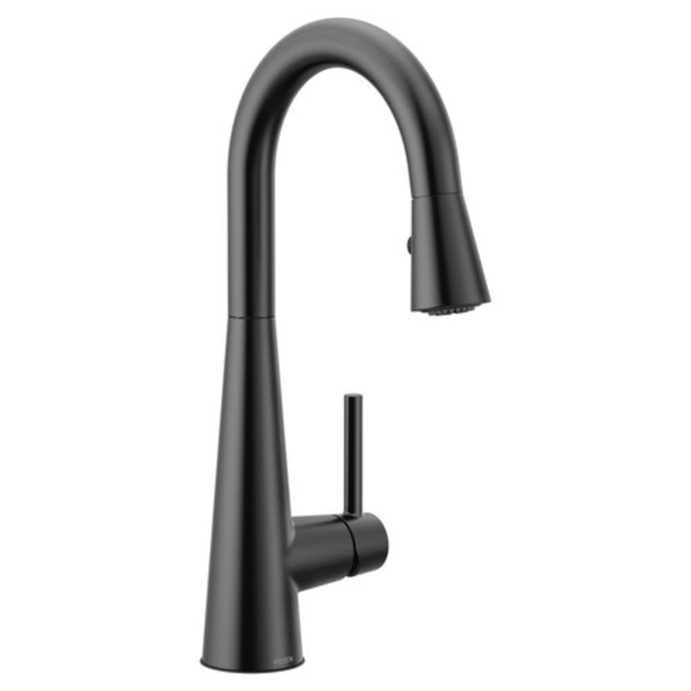 Moen Sleek™ Single Handle Pull Down Bar Faucet in Matte Black