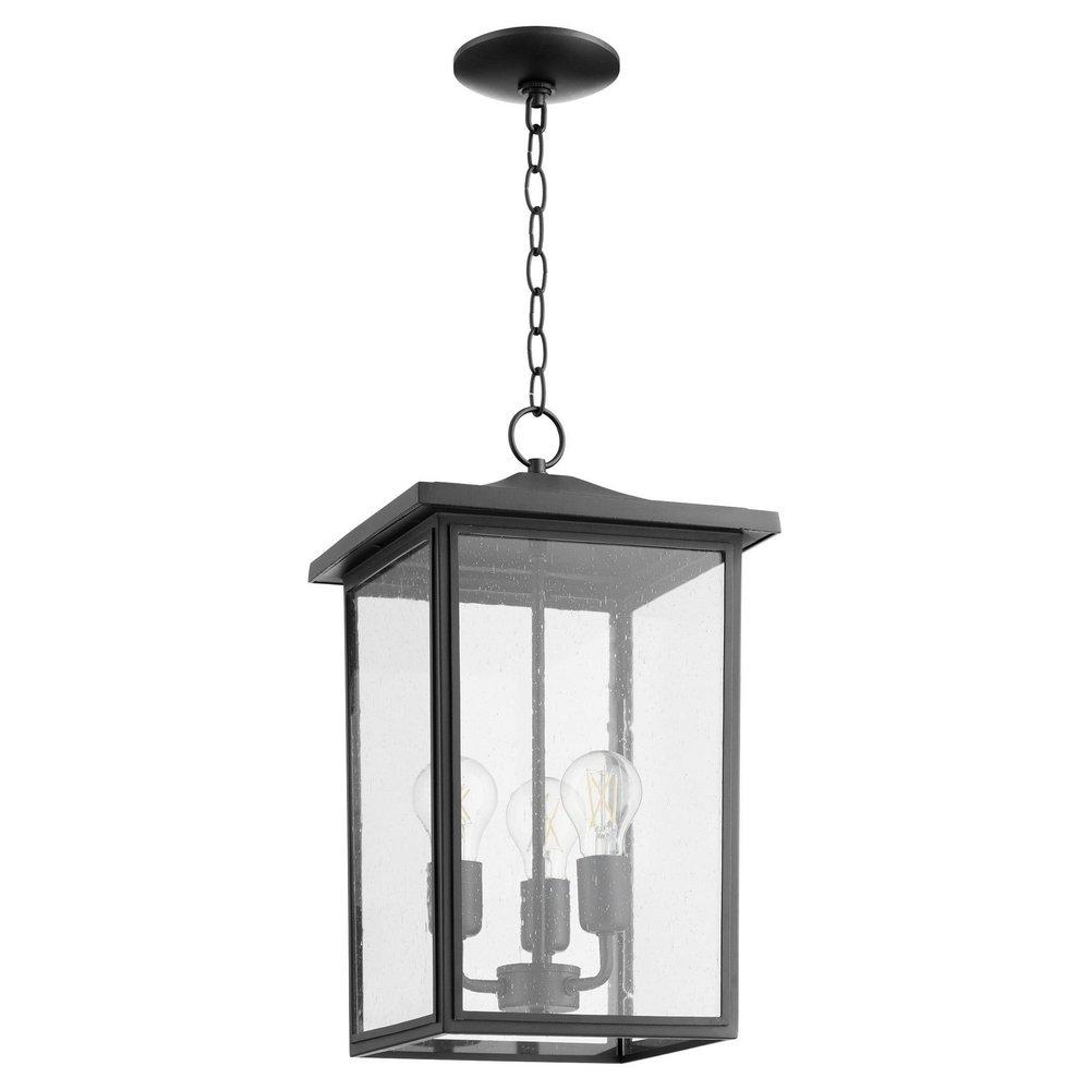 Quorum International Riverside 60W 3-Light Medium E-26 Incandescent Outdoor Pendant in Noir
