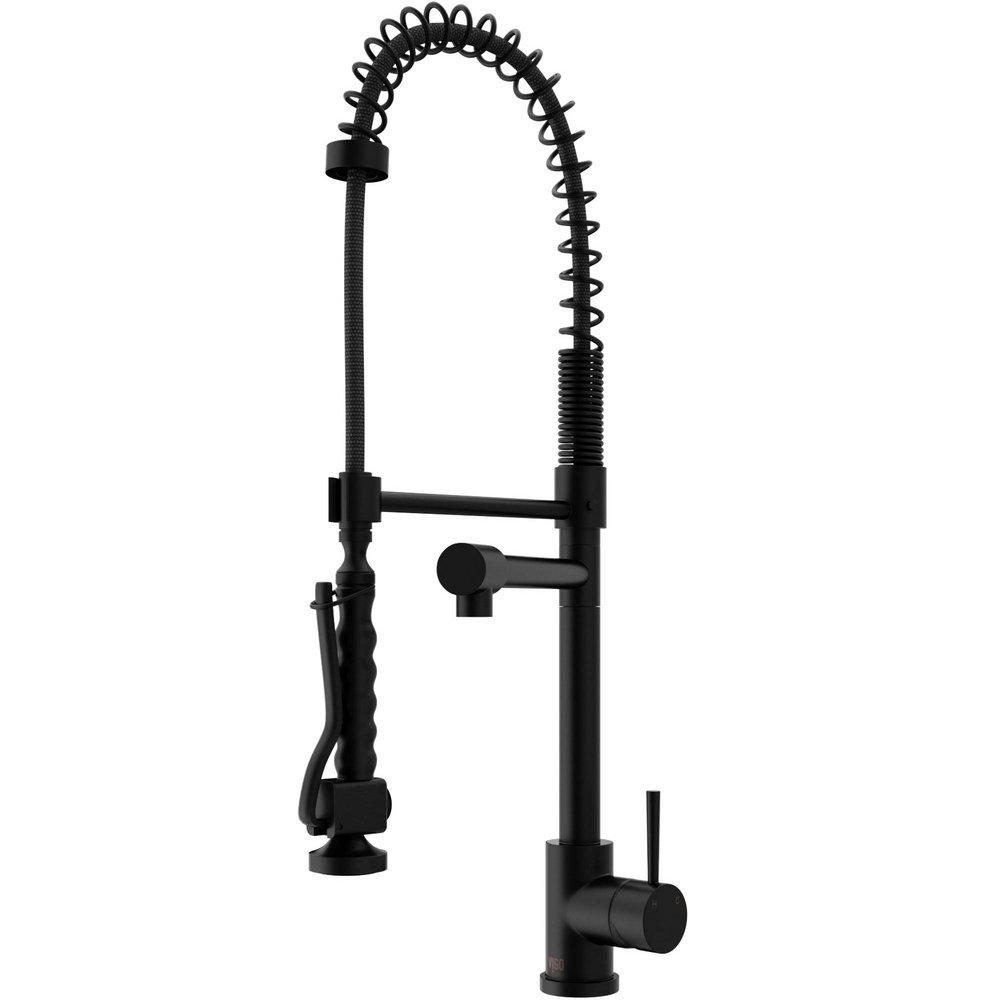 VIGO Zurich Single Handle Pull Down Kitchen Faucet in Matte Black
