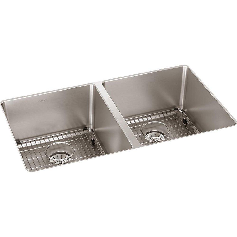 Elkay Lustertone Iconix™ 32-3/4 in. Undermount Stainless Steel Double Bowl Kitchen Sink in Luminous Satin