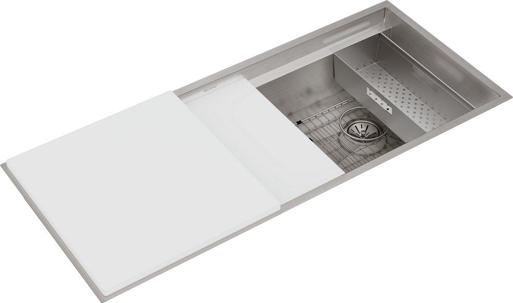 Elkay Circuit Chef® 45-1/2 in. Undermount Stainless Steel Single Bowl Workstation Kitchen Sink in Lustrous Satin
