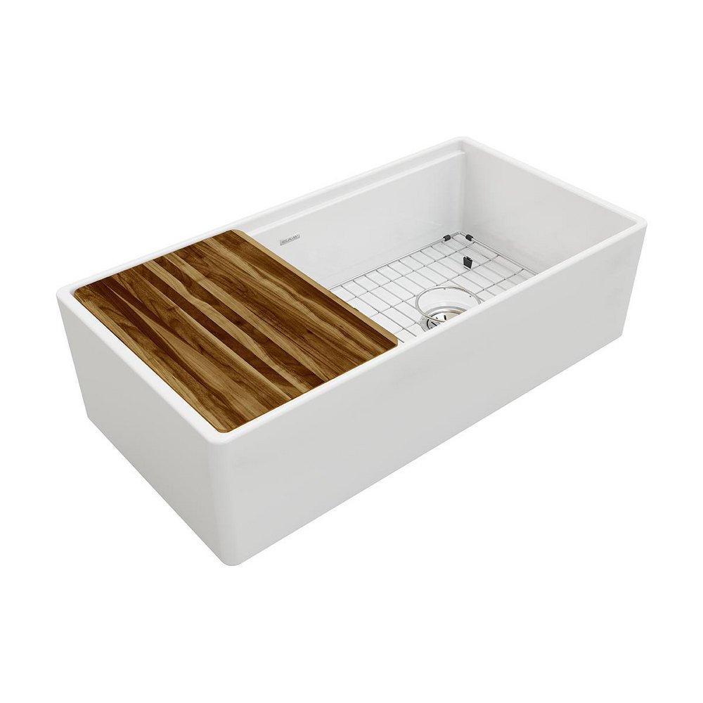 36 in. Farmhouse Fireclay Single Bowl Workstation Kitchen Sink in White