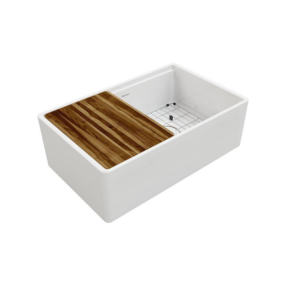 30 in. Farmhouse Fireclay Single Bowl Workstation Kitchen Sink in White