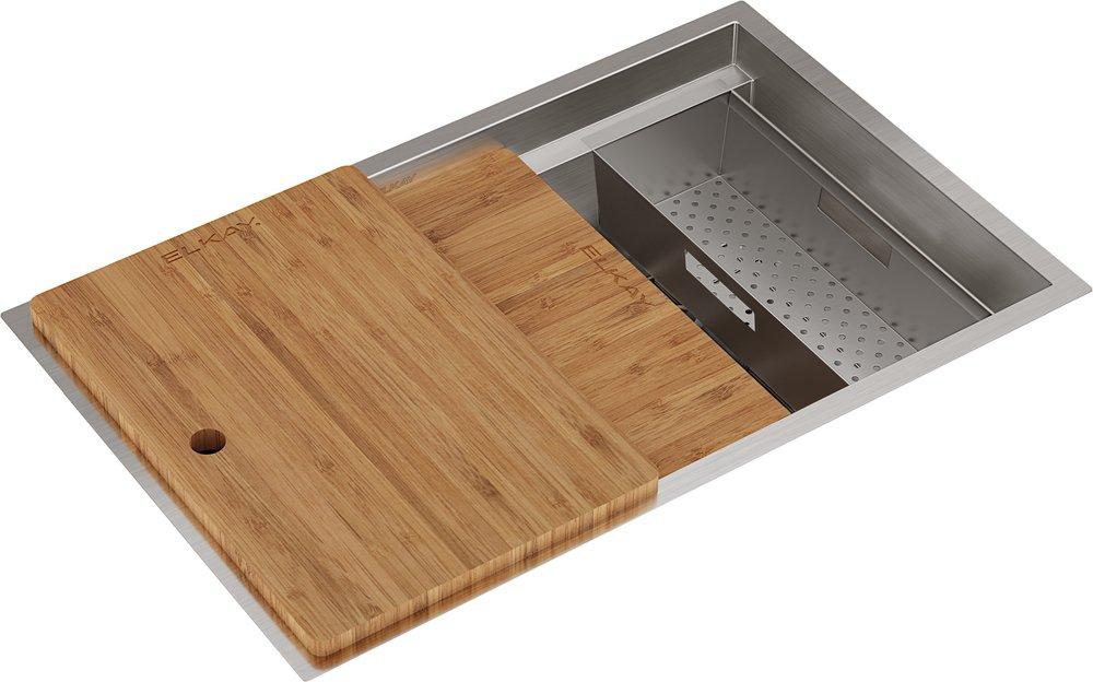 Elkay Circuit Chef® 32-1/2 in. Undermount Stainless Steel Single Bowl Workstation Kitchen Sink in Lustrous Satin