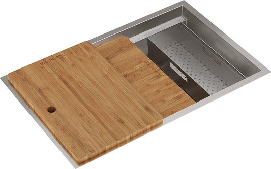Elkay Circuit Chef® 32-1/2 in. Undermount Stainless Steel Single Bowl Workstation Kitchen Sink in Lustrous Satin