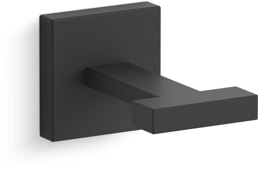 KOHLER Square 1-Hook Robe Hook in Matte Black