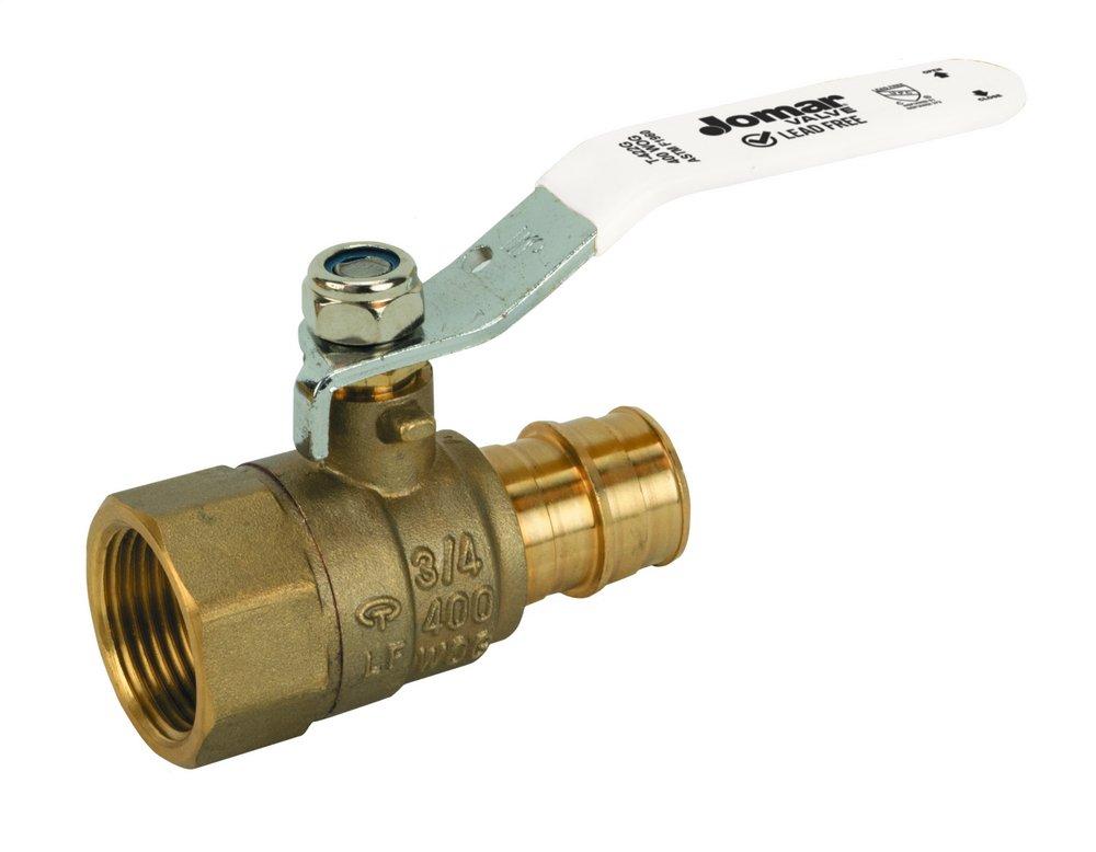 Jomar International T-422G 1 in. Brass Standard Port Female Threaded x PEX Ball Valve