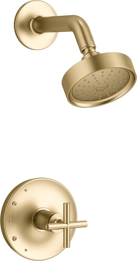 KOHLER Purist® One Handle Single Function Shower Faucet in Vibrant® Brushed Moderne Brass (Trim Only)