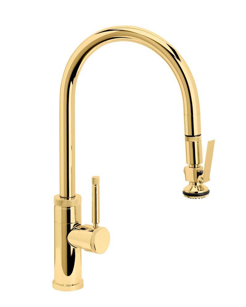 Single Handle Pull Down Kitchen Faucet in Polished Brass