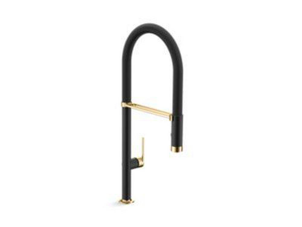 Kallista Juxtapose™ Single Handle Pull Down Kitchen Faucet in Matte Black