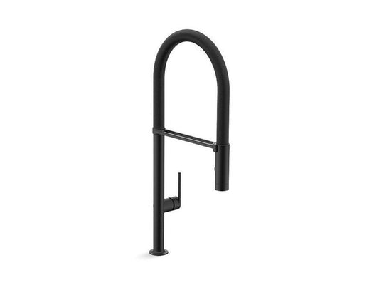Kallista Juxtapose™ Single Handle Pull Down Kitchen Faucet in Matte Black