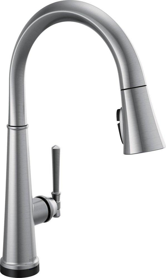 Delta Faucet Emmeline™ Single Handle Pull Down Kitchen Faucet with Touch Activation in Lumicoat® Arctic Stainless