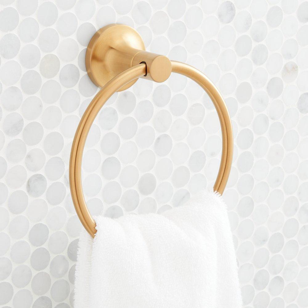 Signature Hardware Lentz Round Closed Towel Ring in Brushed Gold