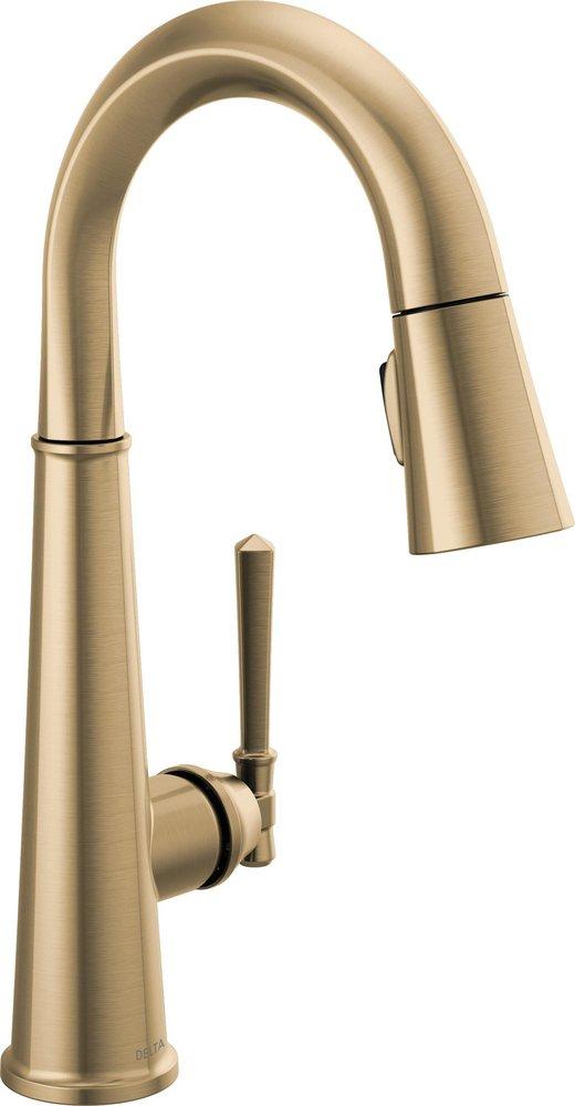 Delta Faucet Emmeline™ Single Handle Pull Down Bar Faucet in Lumicoat® Champagne Bronze