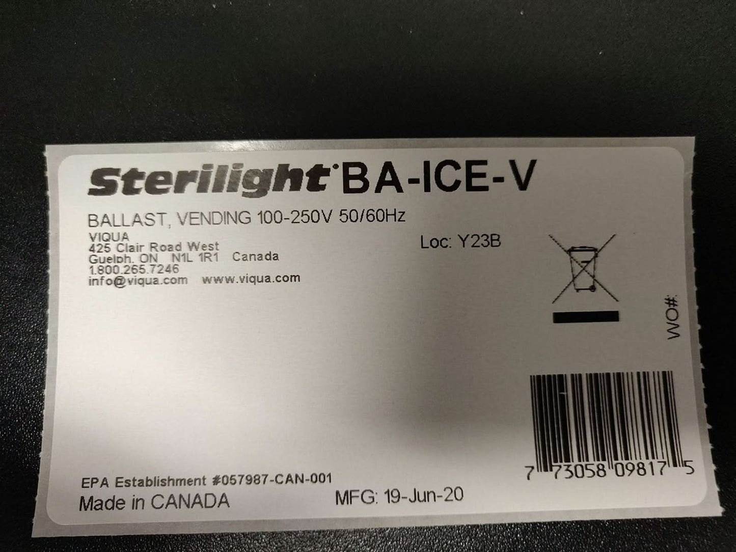 BA-ICE-V UV Disinfection System Controller by Viqua