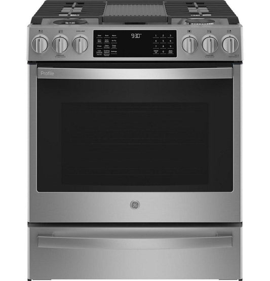 36-1/2 x 30 in. 5.6 cu. ft. 50500 BTU 5-Burner Gas Sealed Slide-In Range in Fingerprint Resistant Stainless Steel