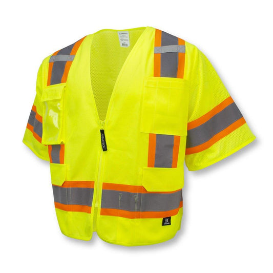 High Visibility Two-Tone Short Sleeve Surveyor Vest, XXL