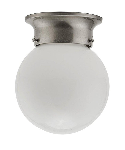 6 in. Flush Mount Globe Ceiling Fixture in Brushed Nickel