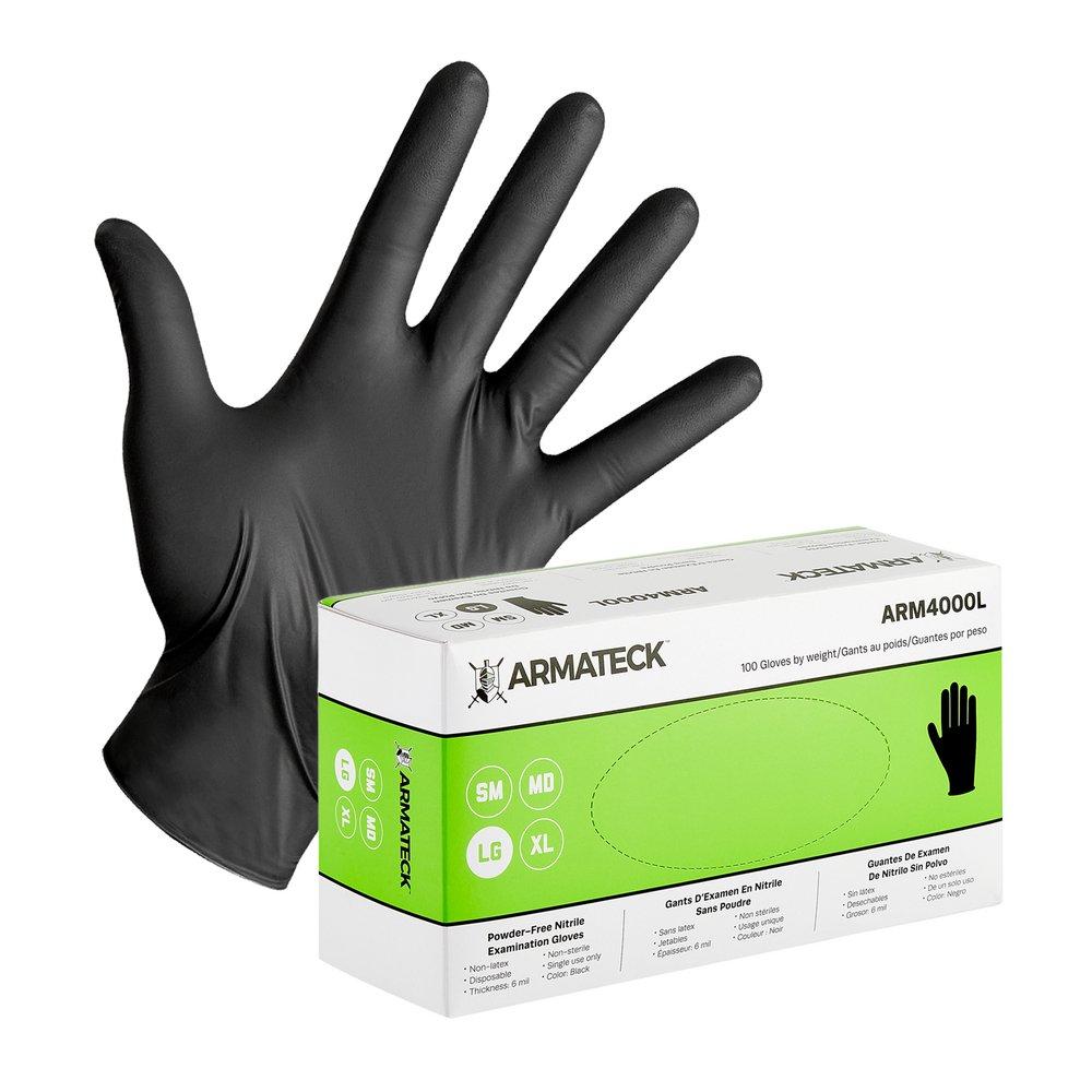 6 mil Disposable Nitrile Gloves, Box of 100, Black, S