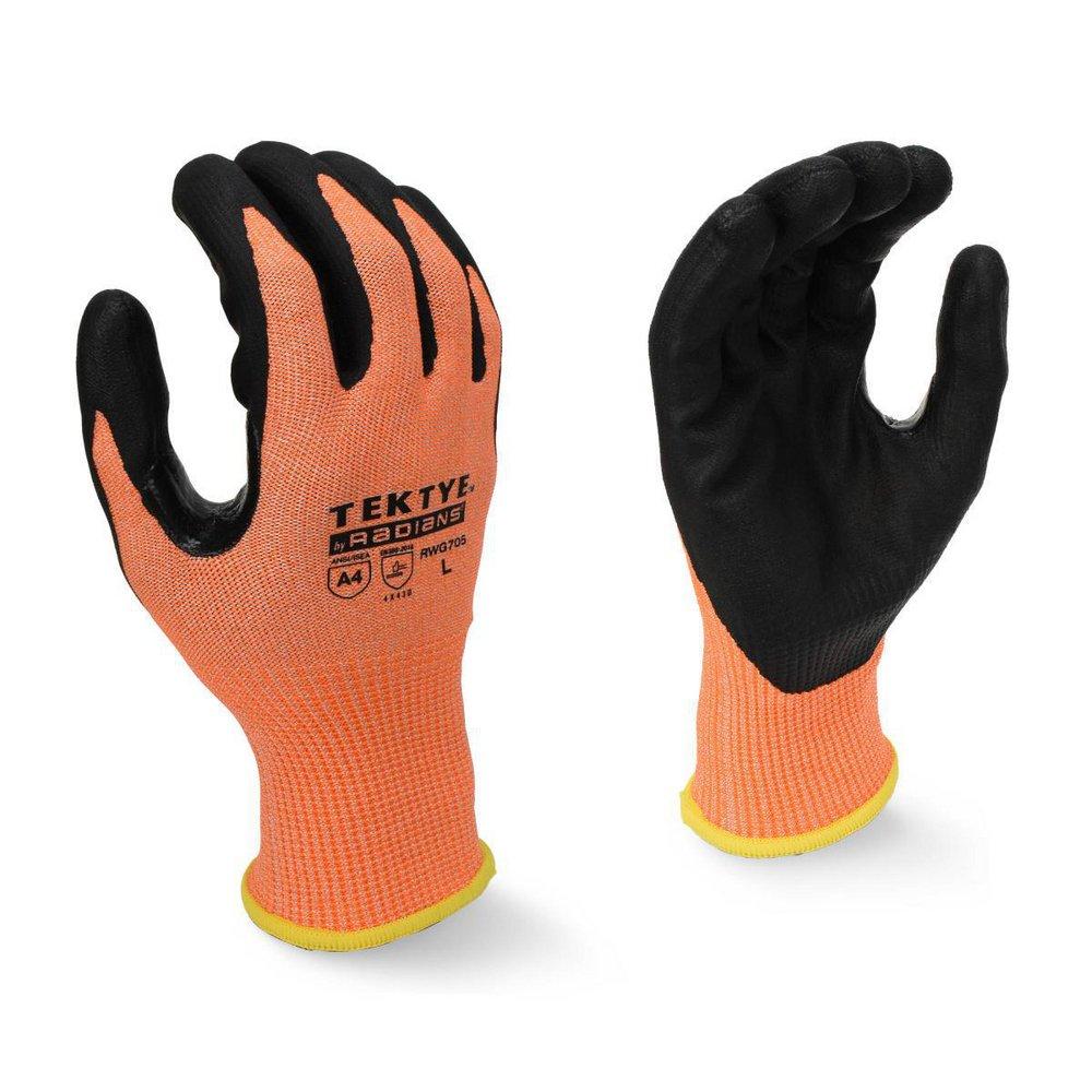 Radians TEKTYE™ 13G Reinforced Thumb Cut Level A4 Foam Nitrile Palm Coated Protection Gloves, L