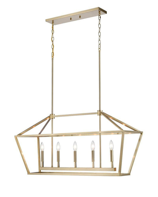 5-Light Island Light in Modern Gold