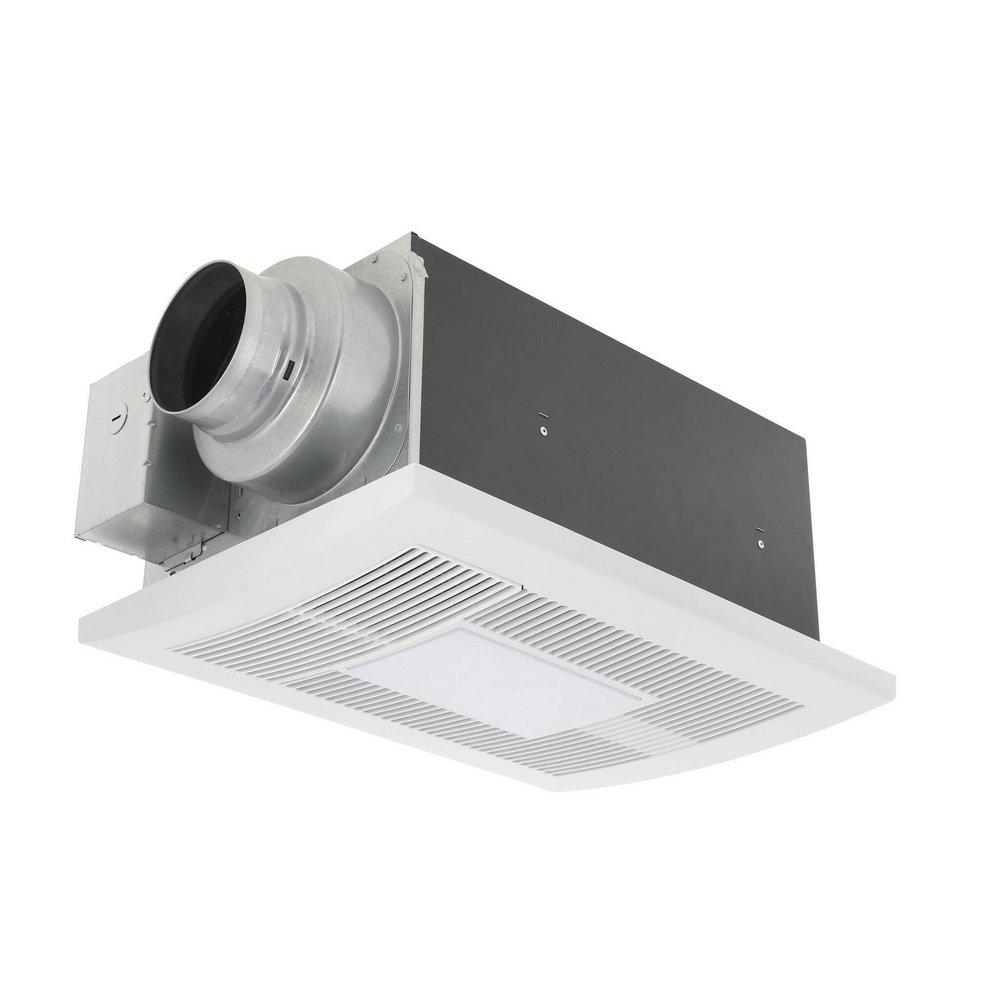 Panasonic WhisperWarm® DC™ 50-80-110 CFM Ceiling Mount Ventilation Fan with Heater & LED Light in White - 0.3-1.5 Sones