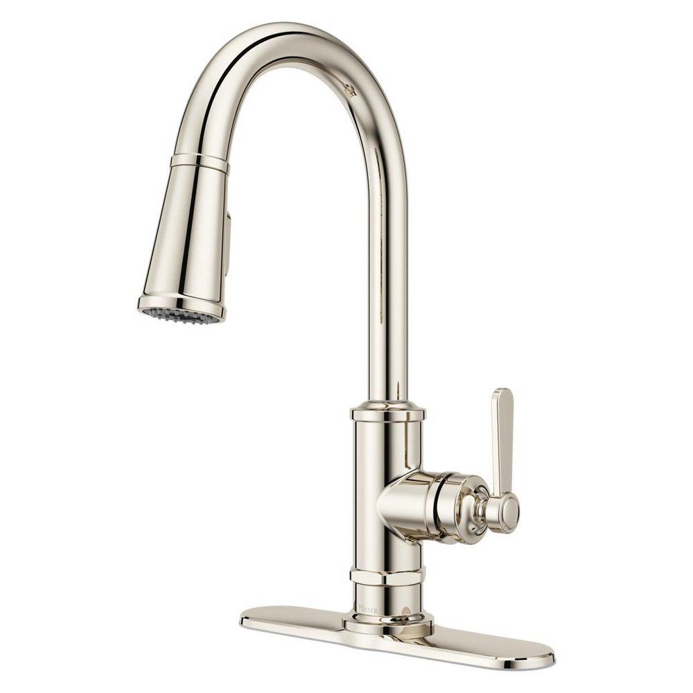 Pfister Port Haven™ Single Handle Pull Down Kitchen Faucet in Polished Nickel