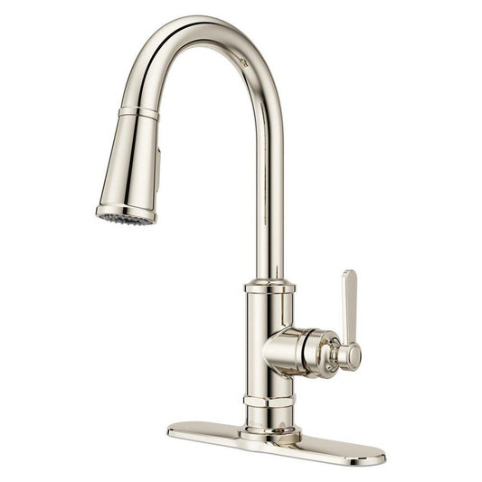 Pfister Port Haven™ Single Handle Pull Down Kitchen Faucet in Polished Nickel