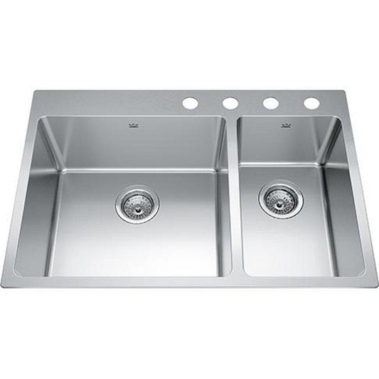 FHP Kindred Brookmore 30-7/8 in. Drop-in Stainless Steel Double Bowl Kitchen Sink in Satin