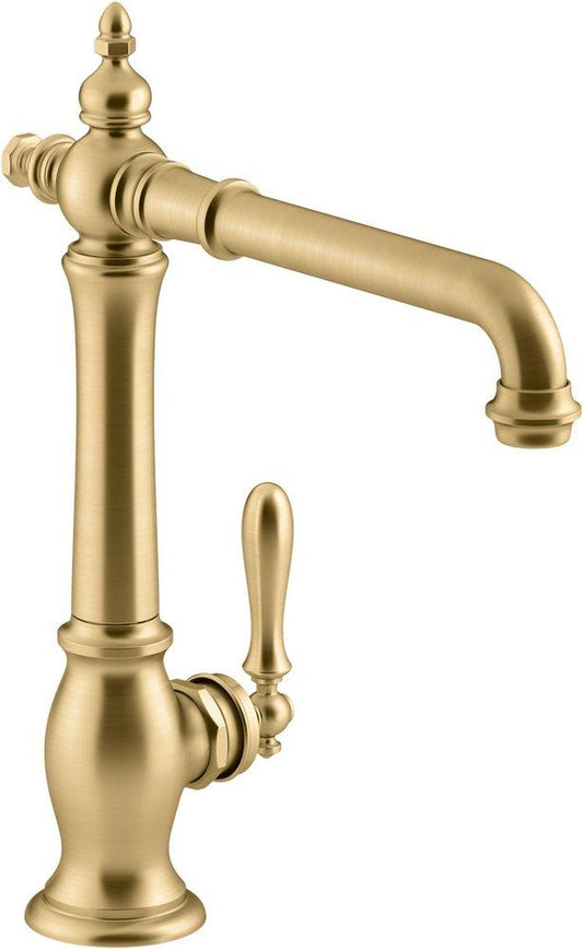 KOHLER Artifacts® Single Handle Kitchen Faucet in Vibrant® Brushed Moderne Brass