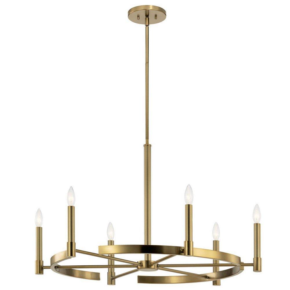 Kichler Lighting Tolani™ 34 x 58 in. 60W 6-Light 1-Tier Incandescent Chandelier in Brushed Natural Brass