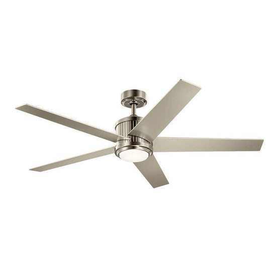 56in. 5?Blade Indoor Ceiling Fan in Brushed Stainless Steel / Silver (LED Opal Glass)