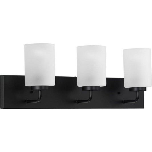 Progress Lighting Merry 3-Light Transitional Bathroom Vanity Light Fixture in Matte Black