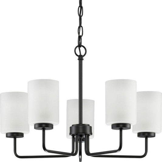 Progress Lighting Merry 66 in. 100W 5-Light 1-Tier Incandescent Chandelier in Matte Black
