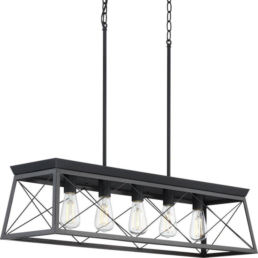 Progress Lighting Briarwood 38 x 75 in. 100W 5-Light 1-Tier Incandescent Chandelier in Textured Black