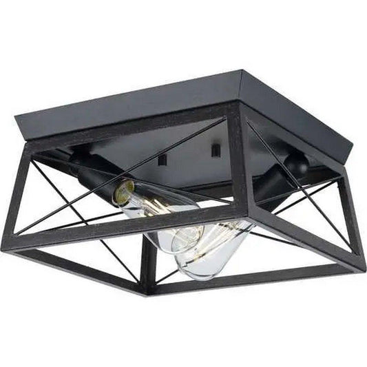 Progress Lighting Briarwood 120W 2-Lights A19 Flush Mount Ceiling Fixture in Ceruse Black