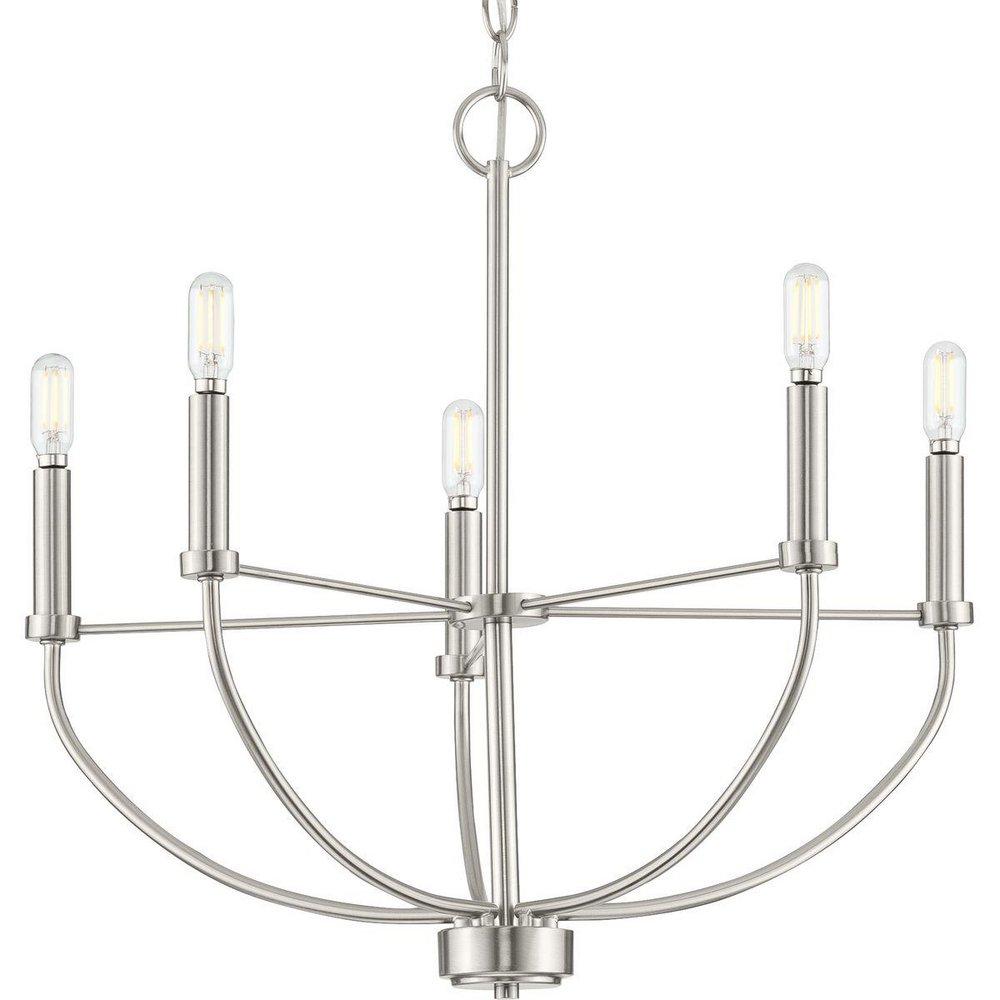Progress Lighting Leyden 95 in. 60W 5-Light 1-Tier Incandescent Chandelier in Brushed Nickel
